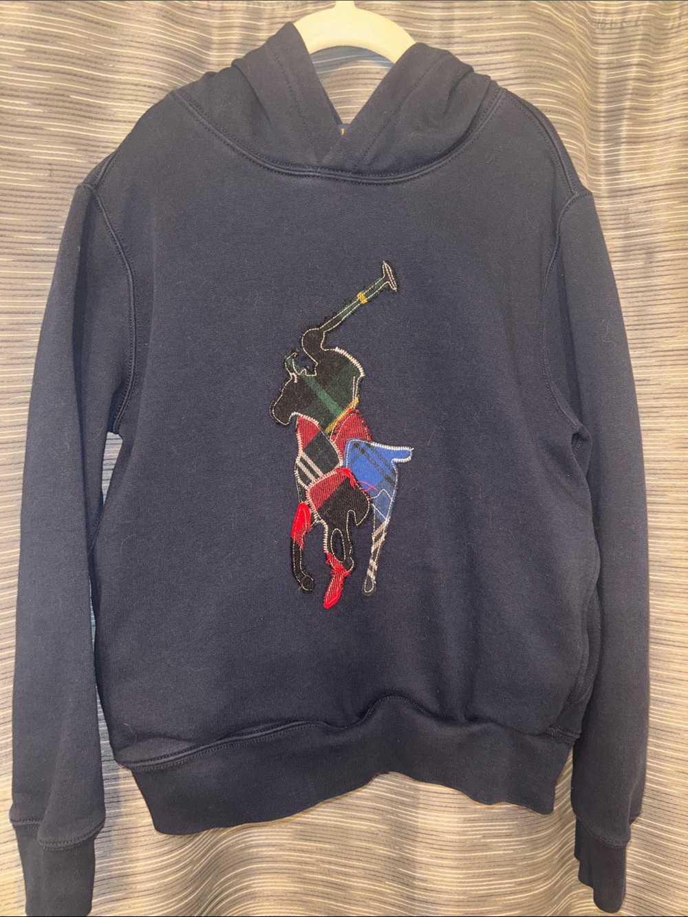 Ralph Lauren Child Navy Crewneck Hoodie with Polo Player Patch, sz S (8)
